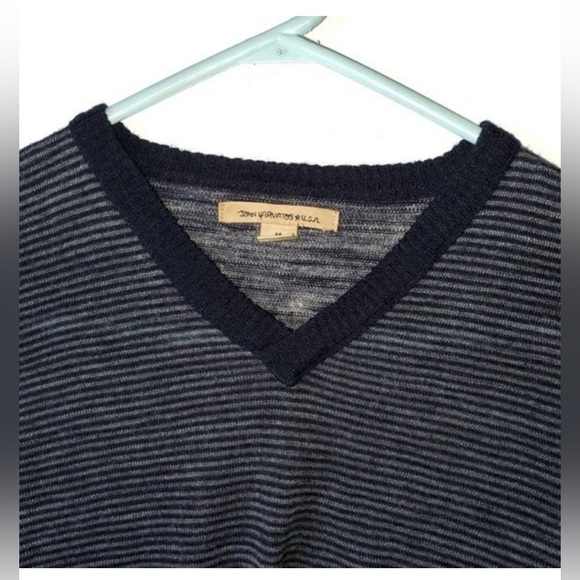 🔥 John Varvatos USA Wool Blend Stripe V Neck Sweater Blue Size Mens Medium 🔥 - Picture 4 of 5